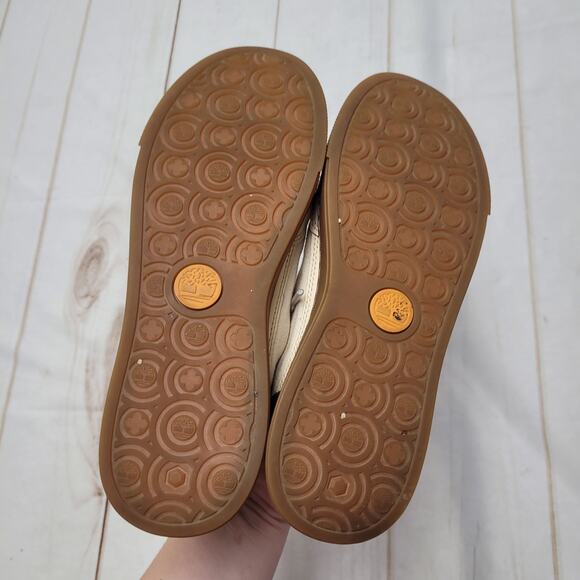 Timberland Earthkeepers Atlanta cream canvas green leather sneakers low shoes - Picture 6 of 11